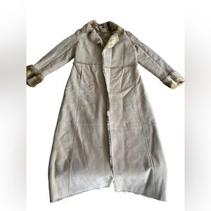 Brandon Thomas Suede brown fur long coat women’s size medium
